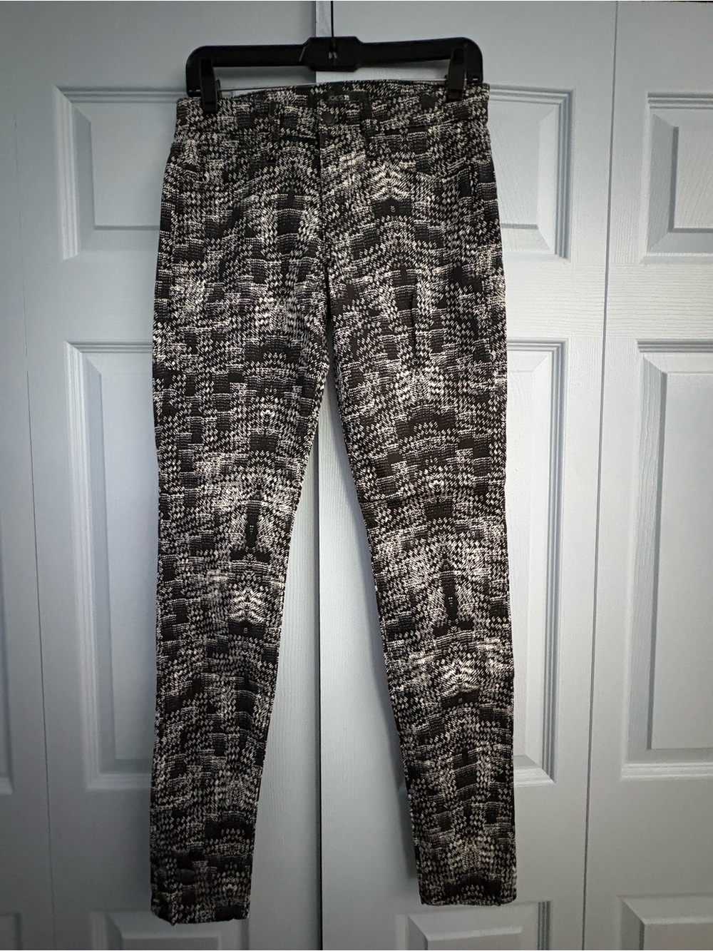 Joe's Jeans Women's Skinny Abstract Plaid Printed Black & White Pants sz 27
